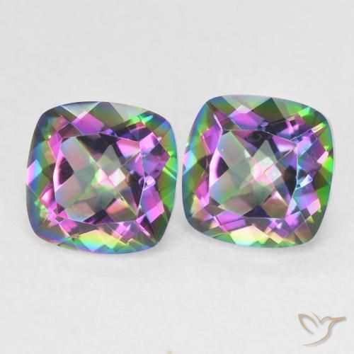 Pedras preciosas de Quartzo Místico Multicolorido natural de 2.75 ct, Almofada, VVS
