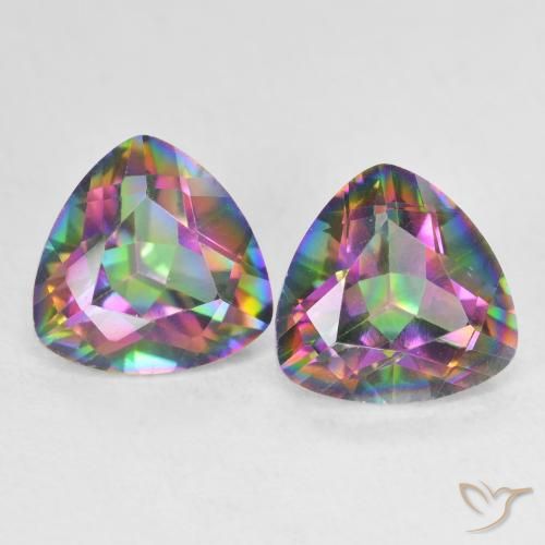 3.39ctw Natural Multicolorido Quartzo Místico, Trilhão, VVS