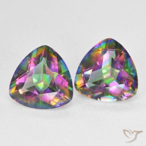 Pedras preciosas de Quartzo Místico Multicolorido natural de 3.39 ct, Trilhão, VVS