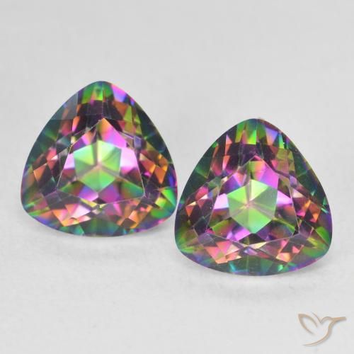 3.83ctw Natural Multicolorido Quartzo Místico, Trilhão, VVS