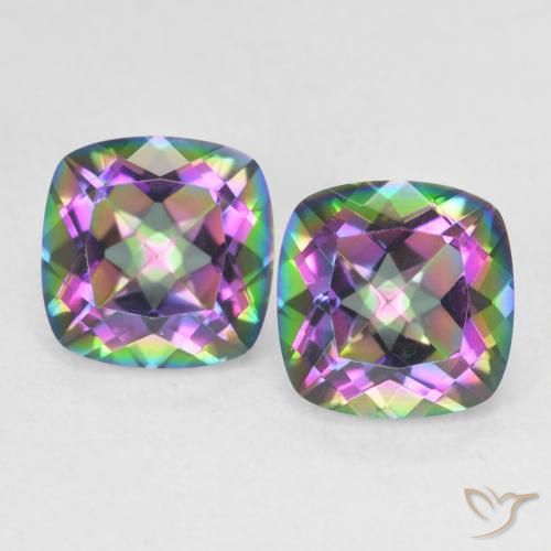 2.73ctw Natural Multicolorido Quartzo Místico, Almofada, VVS