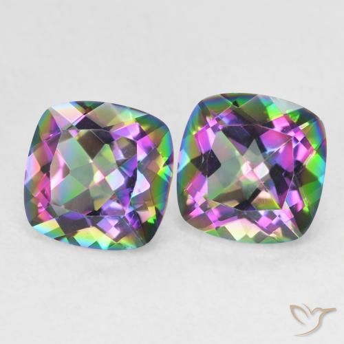 Pedras preciosas de Quartzo Místico Multicolorido natural de 2.73 ct, Almofada, VVS