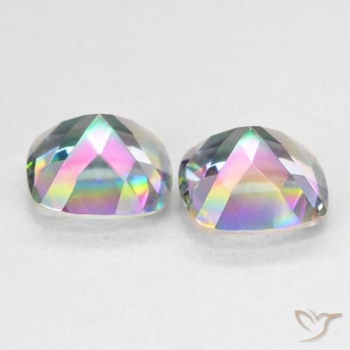 Pedras preciosas de Quartzo Místico Multicolorido natural de 2.73 ct, Almofada, VVS