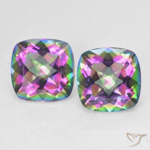 2.82ctw Natural Multicolorido Quartzo Místico, Almofada, VVS