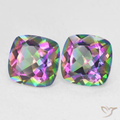 Pedras preciosas de Quartzo Místico Multicolorido natural de 2.82 ct, Almofada, VVS