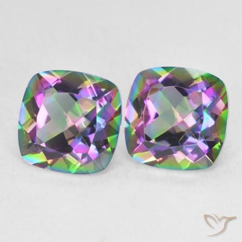Pedras preciosas de Quartzo Místico Multicolorido natural de 2.77 ct, Almofada, VVS