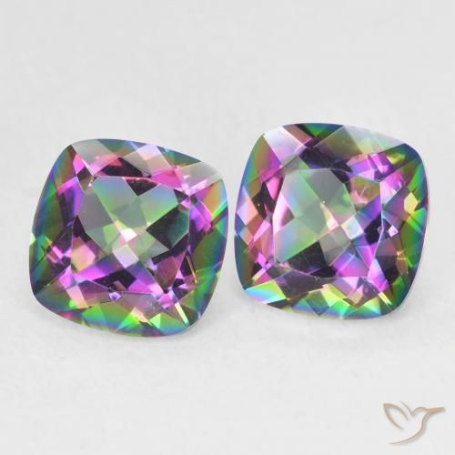 Pedras preciosas de Quartzo Místico Multicolorido natural de 2.74 ct, Almofada, VVS