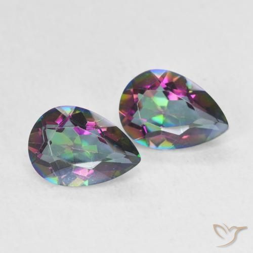 Pedras preciosas de Quartzo Místico Multicolorido natural de 1.25 ct, Formato de pêra, VVS