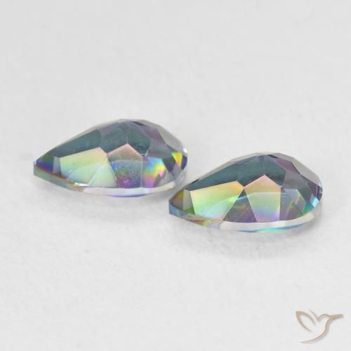 Pedras preciosas de Quartzo Místico Multicolorido natural de 1.25 ct, Formato de pêra, VVS