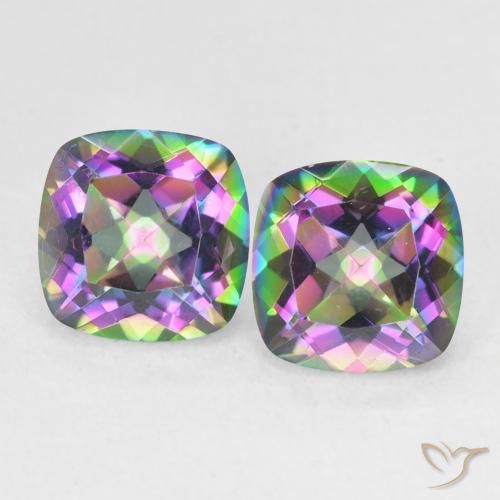 2.88ctw Natural Multicolorido Quartzo Místico, Almofada, VVS