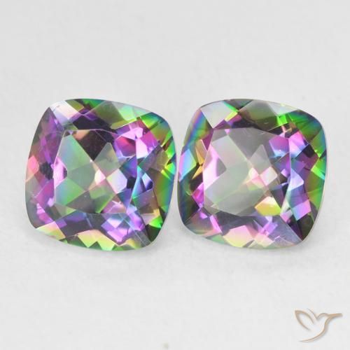 Pedras preciosas de Quartzo Místico Multicolorido natural de 2.88 ct, Almofada, VVS