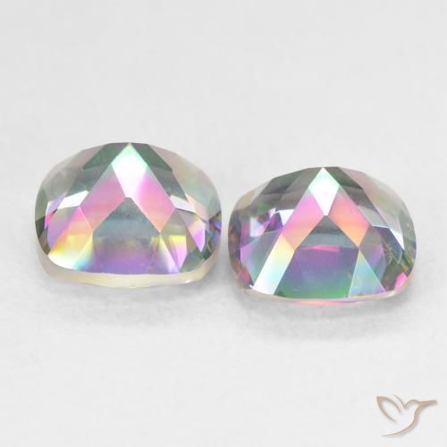 Pedras preciosas de Quartzo Místico Multicolorido natural de 2.88 ct, Almofada, VVS
