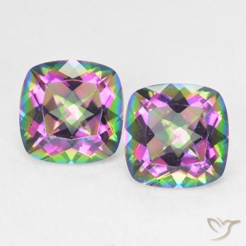 2.79ctw Natural Multicolorido Quartzo Místico, Almofada, VVS