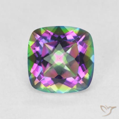 1.40ct Natural Multicolorido Quartzo Místico, Almofada, VVS