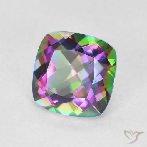 Quartzo Místico Multicolorido Natural 1.40ct, Almofada, VVS