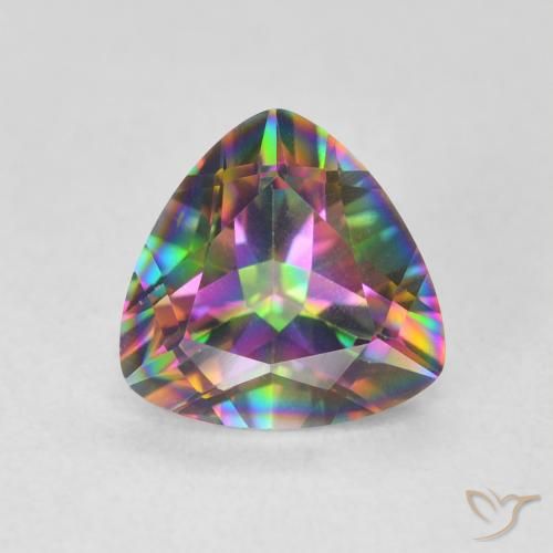 1.62ct Natural Multicolorido Quartzo Místico, Trilhão, VVS