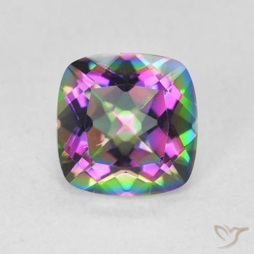 1.40ct Natural Multicolorido Quartzo Místico, Almofada, VVS