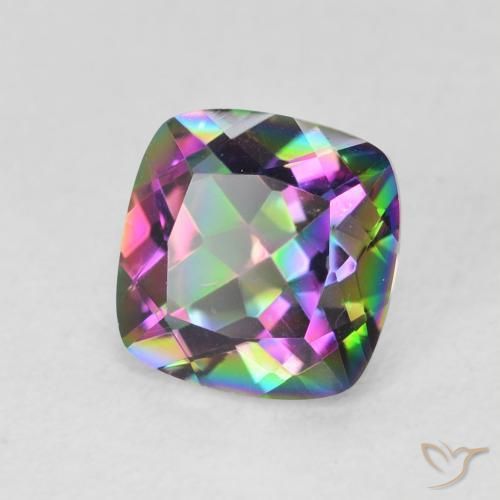 Quartzo Místico Multicolorido Natural 1.40ct, Almofada, VVS
