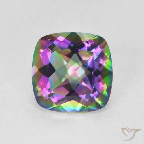 Quartzo Místico Multicolorido Natural 1.45ct, Almofada cortada, VVS