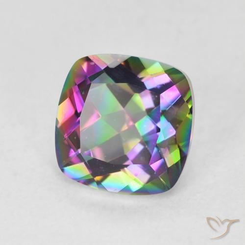 Quartzo Místico Multicolorido Natural 1.45ct, Almofada cortada, VVS