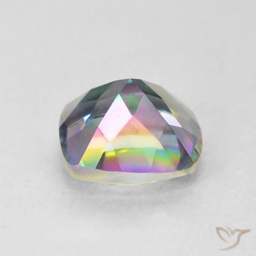 Quartzo Místico Multicolorido Natural 1.45ct, Almofada cortada, VVS