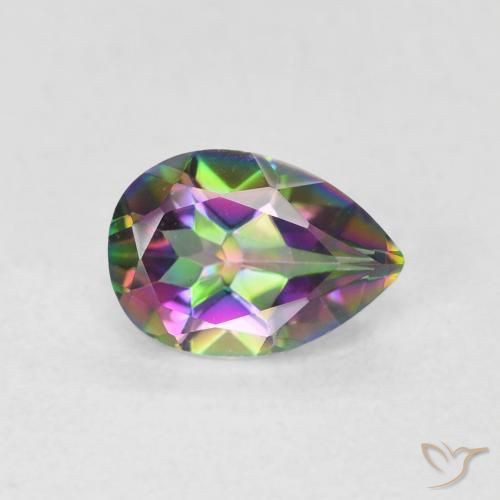 0.66ct Natural Multicolorido Quartzo Místico, Formato de pêra, VS
