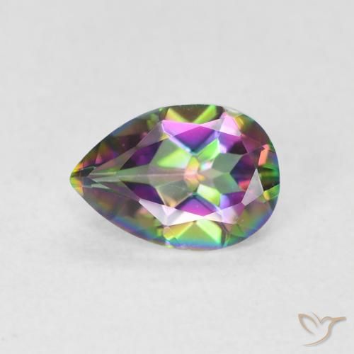 Quartzo Místico Multicolorido Natural 0.66ct, Formato de pêra, VS