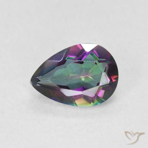 0.66ct Natural Multicolorido Quartzo Místico, Formato de pêra, VVS