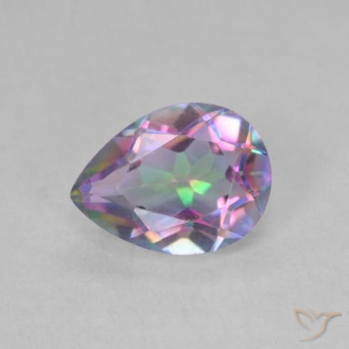 1.09ct Natural Multicolorido Quartzo Místico, Formato de pêra, VVS-VS