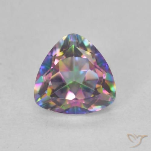 0.77ct Natural Multicolorido Quartzo Místico, Trilhão, VVS-VS