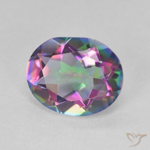 Quartzo místico multicolorido natural 3,22ct, corte oval, VVS-VS