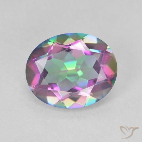 3.08ct Natural Multicolorido Quartzo Místico, oval, VVS-VS