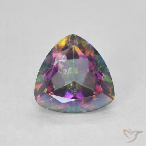 0.74ct Natural Multicolorido Quartzo Místico, Trilhão, VS