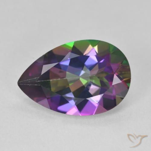 6.06ct Natural Multicolorido Quartzo Místico, Formato de pêra, VVS-VS