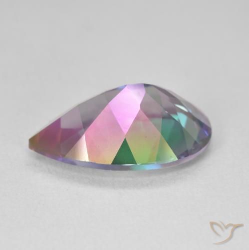 Quartzo Místico Multicolorido Natural 6.06ct, Formato de pêra, VVS-VS
