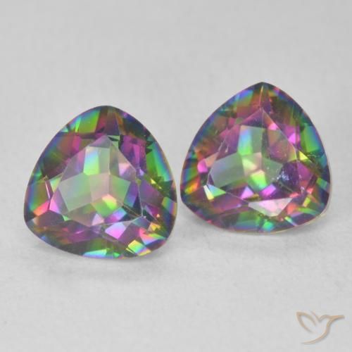 Pedras preciosas de Quartzo Místico Multicolorido natural de 2.28 ct, Trilhão, VVS-VS
