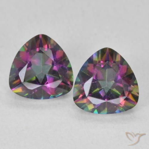 1.40ctw Natural Multicolorido Quartzo Místico, Trilhão, VVS-VS