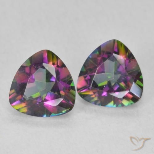 Pedras preciosas de Quartzo Místico Multicolorido natural de 1.40 ct, Trilhão, VVS-VS