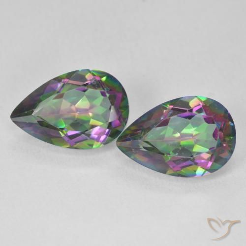 5.76ctw Natural Multicolorido Quartzo Místico, Formato de pêra, VS