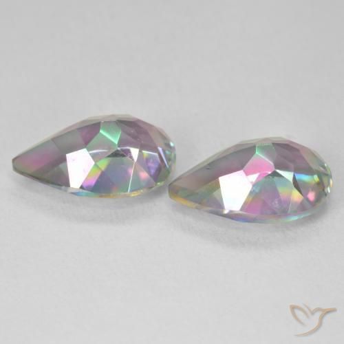 Pedras preciosas de Quartzo Místico Multicolorido natural de 5.76 ct, Formato de pêra, VS