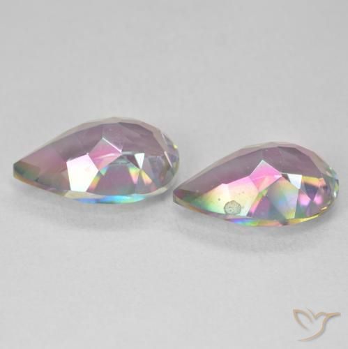Pedras preciosas de Quartzo Místico Multicolorido natural de 5.73 ct, Formato de pêra, VVS-VS