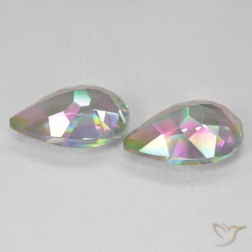Pedras preciosas de Quartzo Místico Multicolorido natural de 6.06 ct, Formato de pêra, VVS-VS