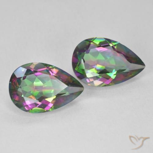 Pedras preciosas de Quartzo Místico Multicolorido natural de 6.05 ct, Formato de pêra, VVS-VS