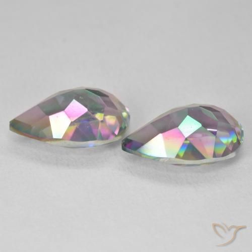 Pedras preciosas de Quartzo Místico Multicolorido natural de 6.05 ct, Formato de pêra, VVS-VS