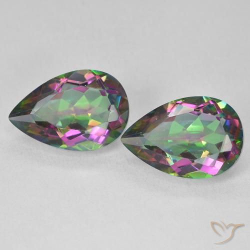 6.20ctw Natural Multicolorido Quartzo Místico, Formato de pêra, VVS-VS
