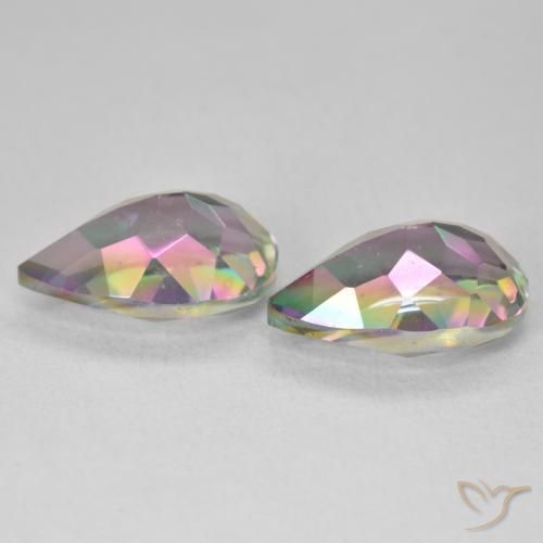 Pedras preciosas de Quartzo Místico Multicolorido natural de 6.20 ct, Formato de pêra, VVS-VS