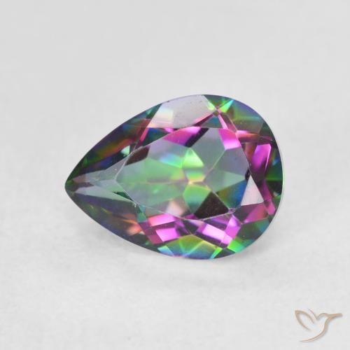 1.09ct Natural Multicolorido Quartzo Místico, Formato de pêra, VVS