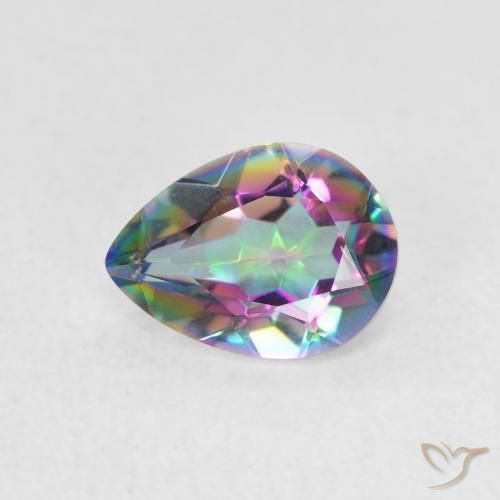 0.93ct Natural Multicolorido Quartzo Místico, Formato de pêra, VVS