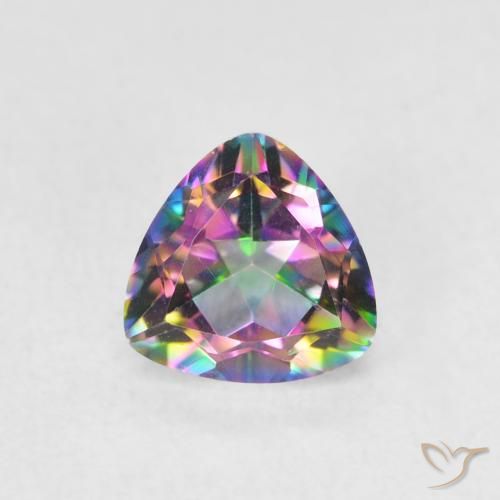 0.77ct Natural Multicolorido Quartzo Místico, Trilhão, VVS