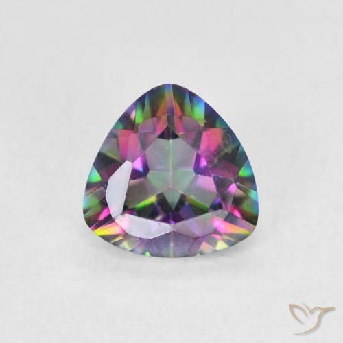 0.64ct Natural Multicolorido Quartzo Místico, Trilhão, VVS
